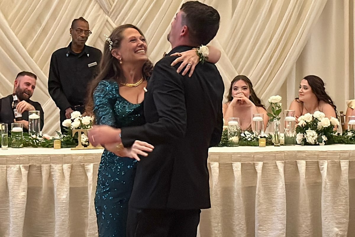 Couple sharing a dance at their wedding reception