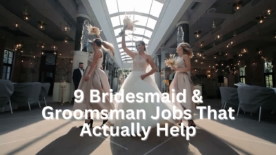 Bride and Bridemaids walking down the aisle